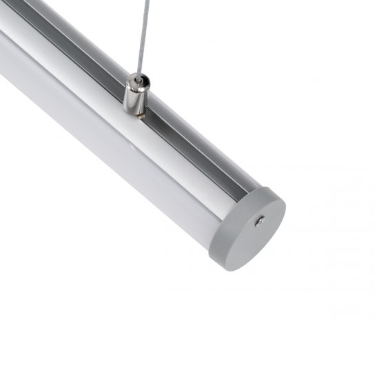 GloboStar® 70853-3M Κρεμαστό Προφίλ Αλουμινίου Ανοδιωμένο με Στρόγγυλο Λευκό Οπάλ Κάλυμμα για έως 2 Σειρές Ταινίας LED Πατητό - Press On 3 Μέτρα