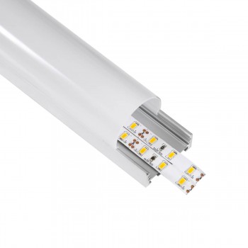 GloboStar® 70870-3M Επιφανειακό Προφίλ Αλουμινίου Ανοδιωμένο με Οβάλ Λευκό Οπάλ Κάλυμμα για έως 3 Σειρές Ταινίας LED Πατητό - Press On 3 Μέτρα