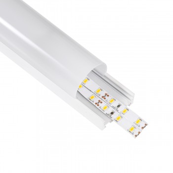 GloboStar® 70871-3M Επιφανειακό Προφίλ Αλουμινίου Λευκό με Οβάλ Λευκό Οπάλ Κάλυμμα για έως 3 Σειρές Ταινίας LED Πατητό - Press On 3 Μέτρα