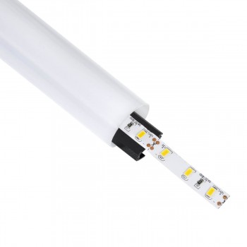 GloboStar® 70854-3M Κρεμαστό Προφίλ Αλουμινίου Μαύρο με Στρόγγυλο Λευκό Οπάλ Κάλυμμα για έως 2 Σειρές Ταινίας LED Πατητό - Press On 3 Μέτρα