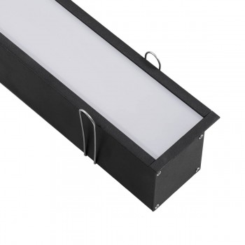 GloboStar® 70818-3M AVATAR Linear Γραμμικό Αρχιτεκτονικό Χωνευτό Προφίλ Αλουμινίου Μαύρο με Λευκό Οπάλ Κάλυμμα για 4 Σειρές Ταινίας LED Πατητό - Press On 3 Μέτρα
