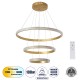 GloboStar® DIAMOND TRIO 61137 Κρεμαστό Φωτιστικό Δαχτυλίδι-Κύκλος LED CCT 100W 12123lm 360° AC 220-240V - Εναλλαγή Φωτισμού μέσω Τηλεχειριστηρίου All In One Ψυχρό 6000k+Φυσικό 4500k+Θερμό 2700k Dimmable Φ25+40+60cm - Χρυσό Βούρτσας - 3 Years Warranty