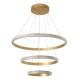 GloboStar® DIAMOND TRIO 61137 Κρεμαστό Φωτιστικό Δαχτυλίδι-Κύκλος LED CCT 100W 12123lm 360° AC 220-240V - Εναλλαγή Φωτισμού μέσω Τηλεχειριστηρίου All In One Ψυχρό 6000k+Φυσικό 4500k+Θερμό 2700k Dimmable Φ25+40+60cm - Χρυσό Βούρτσας - 3 Years Warranty