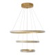 GloboStar® DIAMOND TRIO 61137 Κρεμαστό Φωτιστικό Δαχτυλίδι-Κύκλος LED CCT 100W 12123lm 360° AC 220-240V - Εναλλαγή Φωτισμού μέσω Τηλεχειριστηρίου All In One Ψυχρό 6000k+Φυσικό 4500k+Θερμό 2700k Dimmable Φ25+40+60cm - Χρυσό Βούρτσας - 3 Years Warranty