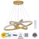 GloboStar® DIAMOND TRIO 61137-DECO Κρεμαστό Φωτιστικό Δαχτυλίδι-Κύκλος LED CCT 100W 12123lm 360° AC 220-240V - Εναλλαγή Φωτισμού μέσω Τηλεχειριστηρίου All In One Ψυχρό 6000k+Φυσικό 4500k+Θερμό 2700k Dimmable Φ25+40+60cm - Χρυσό Βούρτσας - 3 Years Warranty