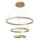 GloboStar® DIAMOND TRIO 61137-DECO Κρεμαστό Φωτιστικό Δαχτυλίδι-Κύκλος LED CCT 100W 12123lm 360° AC 220-240V - Εναλλαγή Φωτισμού μέσω Τηλεχειριστηρίου All In One Ψυχρό 6000k+Φυσικό 4500k+Θερμό 2700k Dimmable Φ25+40+60cm - Χρυσό Βούρτσας - 3 Years Warranty