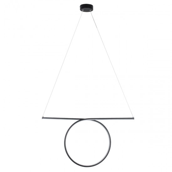 GloboStar® ROME 61294 Κρεμαστό Φωτιστικό Οροφής Linear Design LED CCT 24W 2640lm 200° AC 220-240V - Εναλλαγή Φωτισμού μέσω Διακόπτη On/Off All In One Ψυχρό 6000k+Φυσικό 4500k+Θερμό 2700k Μ65.5 x Π4 x Υ33cm - Μαύρο - 3 Years Warranty