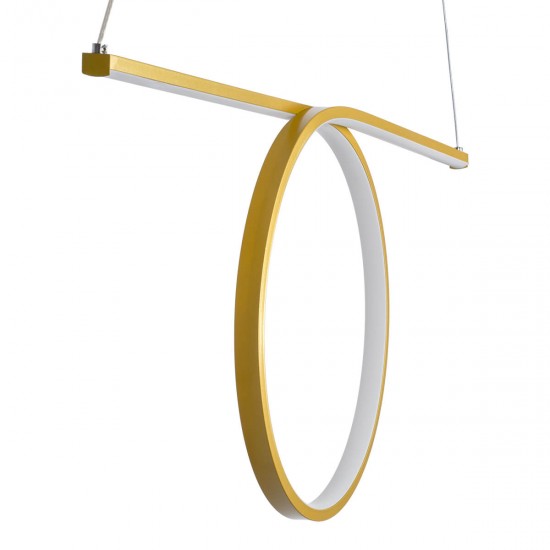 GloboStar® ROME 61297 Κρεμαστό Φωτιστικό Οροφής Linear Design LED CCT 24W 2640lm 200° AC 220-240V - Εναλλαγή Φωτισμού μέσω Διακόπτη On/Off All In One Ψυχρό 6000k+Φυσικό 4500k+Θερμό 2700k Μ65.5 x Π4 x Υ33cm - Χρυσό Βούρτσας - 3 Years Warranty