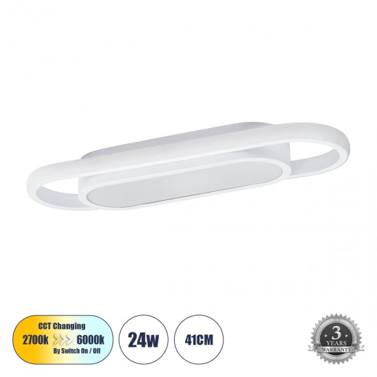 GloboStar® IGOR 61217 Φωτιστικό Οροφής Linear Design LED CCT 24W 2880lm 210° AC 220-240V - Εναλλαγή Φωτισμού μέσω Διακόπτη On/Off All In One Ψυχρό 6000k+Φυσικό 4500k+Θερμό 2700k Μ41 x Π13 x Υ4.5cm - Λευκό - 3 Years Warranty GloboStar® IGOR 61217 Φωτιστικό Οροφής Linear Design LED CCT 24W 2880lm 210° AC 220-240V - Εναλλαγή Φωτισμού μέσω Διακόπτη On/Off All In One Ψυχρό 6000k+Φυσικό 4500k+Θερμό 2700k Μ41 x Π13 x Υ4.5cm - Λευκό - 3 Years Warranty