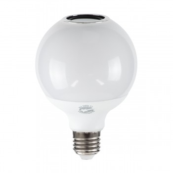 GloboStar® 76072 Λάμπα LED E27 G95 Γλόμπος 12W 780lm 260° με Ενσωματωμένο Bluetooth Ηχείο 3W AC 220-240V IP20 Φ9.5 x Υ13.5cm - Εναλλαγή Φωτισμού μέσω Τηλεχειριστηρίου & Μέσω Smart Home Εφαρμογής HappyLighting APP - Πολύχρωμο RGBW - 2 Years Warranty