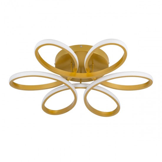 GloboStar® MARGARET 61403 Φωτιστικό Οροφής Design LED CCT 54W 6210lm 360° AC 220-240V - Εναλλαγή Φωτισμού μέσω Τηλεχειριστηρίου All In One Ψυχρό 6000k+Φυσικό 4500k+Θερμό 2700k Dimmable Φ57 x Υ12cm - Χρυσό Βούρτσας - 3 Years Warranty