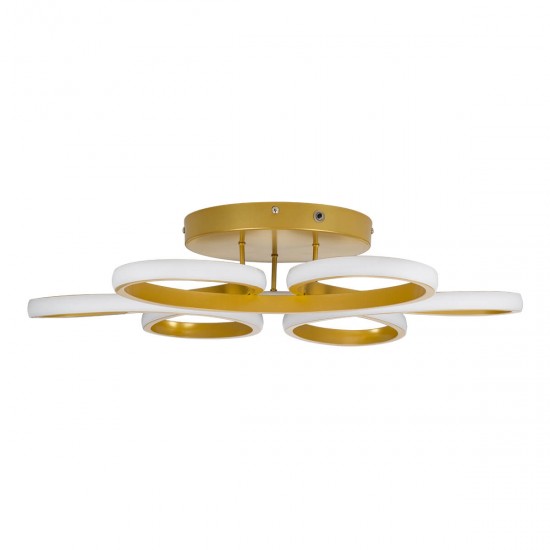 GloboStar® MARGARET 61403 Φωτιστικό Οροφής Design LED CCT 54W 6210lm 360° AC 220-240V - Εναλλαγή Φωτισμού μέσω Τηλεχειριστηρίου All In One Ψυχρό 6000k+Φυσικό 4500k+Θερμό 2700k Dimmable Φ57 x Υ12cm - Χρυσό Βούρτσας - 3 Years Warranty