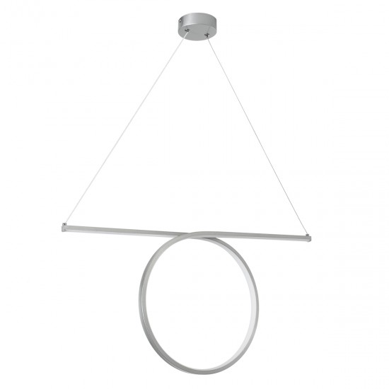 GloboStar® ROME 61296 Κρεμαστό Φωτιστικό Οροφής Linear Design LED CCT 24W 2640lm 200° AC 220-240V - Εναλλαγή Φωτισμού μέσω Διακόπτη On/Off All In One Ψυχρό 6000k+Φυσικό 4500k+Θερμό 2700k Μ65.5 x Π4 x Υ33cm - Ασημί Βούρτσας - 3 Years Warranty