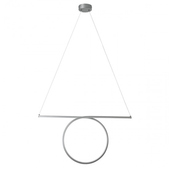 GloboStar® ROME 61296 Κρεμαστό Φωτιστικό Οροφής Linear Design LED CCT 24W 2640lm 200° AC 220-240V - Εναλλαγή Φωτισμού μέσω Διακόπτη On/Off All In One Ψυχρό 6000k+Φυσικό 4500k+Θερμό 2700k Μ65.5 x Π4 x Υ33cm - Ασημί Βούρτσας - 3 Years Warranty