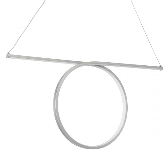 GloboStar® ROME 61296 Κρεμαστό Φωτιστικό Οροφής Linear Design LED CCT 24W 2640lm 200° AC 220-240V - Εναλλαγή Φωτισμού μέσω Διακόπτη On/Off All In One Ψυχρό 6000k+Φυσικό 4500k+Θερμό 2700k Μ65.5 x Π4 x Υ33cm - Ασημί Βούρτσας - 3 Years Warranty