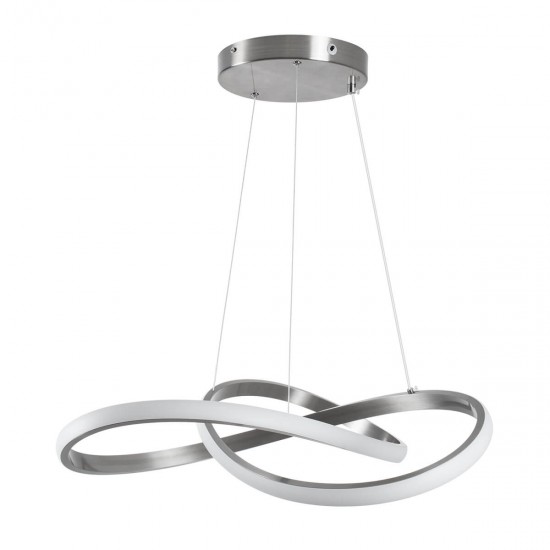 GloboStar® DEXTER 60498 Κρεμαστό Φωτιστικό Οροφής Design LED CCT 72W 8064lm 300° AC 220-240V - Εναλλαγή Φωτισμού μέσω Τηλεχειριστηρίου All In One Ψυχρό 6000k+Φυσικό 4500k+Θερμό 2700k Dimmable Φ56cm - Νίκελ Ασημί Βούρτσας - 3 Years Warranty