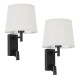 GloboStar® ROULETTE-R 61379 Μοντέρνο Φωτιστικό Τοίχου - Απλίκα Ξενοδοχείου Bed Side LED 3W 360lm & 1 x E27 36° & 360° AC 220-240V - Reading Up/Down Light - Φορτιστής USB 3A - Μ22 x Π23.5 x Υ37cm - Φυσικό Λευκό 4500K - Μαύρο με Μπεζ Καπέλο - Σετ 2 