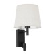 GloboStar® ROULETTE-R 61379 Μοντέρνο Φωτιστικό Τοίχου - Απλίκα Ξενοδοχείου Bed Side LED 3W 360lm & 1 x E27 36° & 360° AC 220-240V - Reading Up/Down Light - Φορτιστής USB 3A - Μ22 x Π23.5 x Υ37cm - Φυσικό Λευκό 4500K - Μαύρο με Μπεζ Καπέλο - Σετ 2 