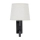 GloboStar® ROULETTE-R 61379 Μοντέρνο Φωτιστικό Τοίχου - Απλίκα Ξενοδοχείου Bed Side LED 3W 360lm & 1 x E27 36° & 360° AC 220-240V - Reading Up/Down Light - Φορτιστής USB 3A - Μ22 x Π23.5 x Υ37cm - Φυσικό Λευκό 4500K - Μαύρο με Μπεζ Καπέλο - Σετ 2 