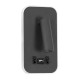 GloboStar® LADY-O 61365 Μοντέρνο Φωτιστικό Τοίχου - Απλίκα Ξενοδοχείου Bed Side LED 10W 1000lm 36° & 360° AC 220-240V - Reading Light & 360° Κρυφός Φωτισμός - Φορτιστής USB 3A - Μ10.5 x Π10 x Υ18.5cm - Φυσικό Λευκό 4500K - Γκρι Ανθρακί