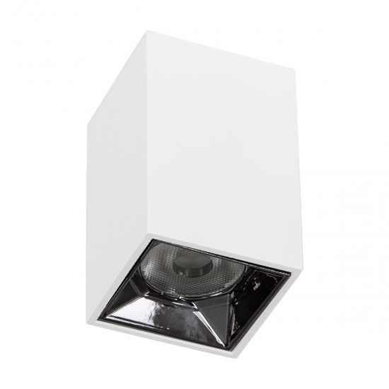GloboStar® LUMINAR SUPERIOR 60322 Επιφανειακό LED Spot Downlight TrimLess 3W 420lm 36° AC 220-240V IP20 Μ4.2 x Π4.2 x Υ6.6cm - Λευκό με Κάτοπτρο Χρωμίου - Φυσικό Λευκό 4500K - Bridgelux High Lumen Chip Gen2 - TÜV Certified Driver - 5 Years Warranty