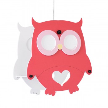 GloboStar® OWL 61576 Μοντέρνο Παδικό Κρεμαστό Φωτιστικό Οροφής Μονόφωτο 1 x E27 Κόκκινο PVC Φιγούρα Κουκουβάγια Μ29.5 x Π15.5 x Υ30.5cm