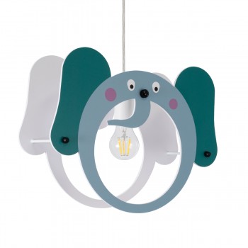 GloboStar® ELEPHANT 61578 Μοντέρνο Παδικό Κρεμαστό Φωτιστικό Οροφής Μονόφωτο 1 x E27 Πράσινο PVC Φιγούρα Ελέφαντας Μ37.7 x Π15.5 x Υ31.5cm