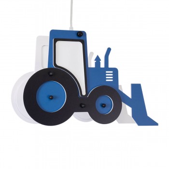 GloboStar® TRACTOR 61580 Μοντέρνο Παδικό Κρεμαστό Φωτιστικό Οροφής Μονόφωτο 1 x E27 Μπλε PVC Φιγούρα Τρακτέρ-Φαγάνα Μ40 x Π15.5 x Υ26.5cm