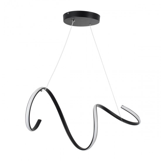 GloboStar® SPIRALE 61283 Κρεμαστό Φωτιστικό Οροφής Design LED CCT 75W 8400lm 300° AC 220-240V - Εναλλαγή Φωτισμού μέσω Τηλεχειριστηρίου All In One Ψυχρό 6000k+Φυσικό 4500k+Θερμό 2700k Dimmable Μ72 x Π25 x Υ18cm - Μαύρο - 3 Years Warranty