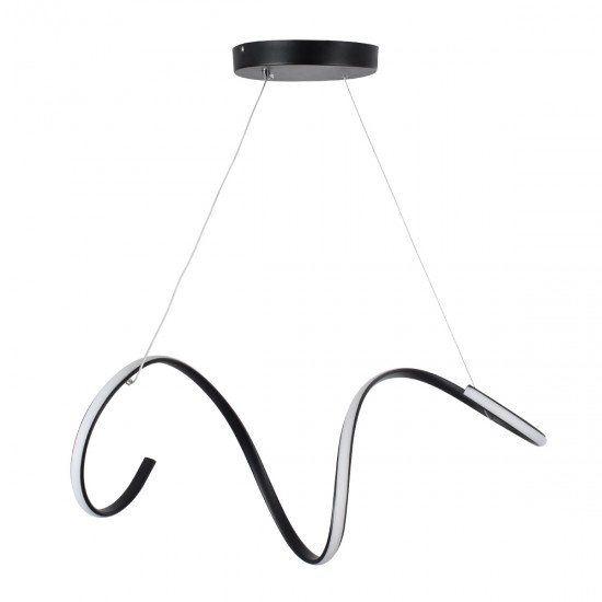 GloboStar® SPIRALE 61283 Κρεμαστό Φωτιστικό Οροφής Design LED CCT 75W 8400lm 300° AC 220-240V - Εναλλαγή Φωτισμού μέσω Τηλεχειριστηρίου All In One Ψυχρό 6000k+Φυσικό 4500k+Θερμό 2700k Dimmable Μ72 x Π25 x Υ18cm - Μαύρο - 3 Years Warranty