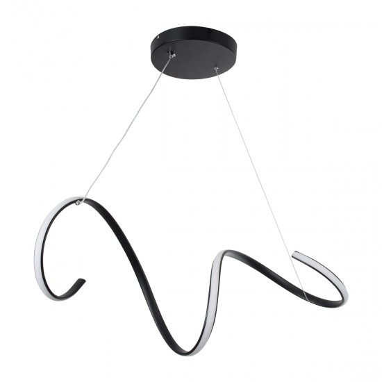 GloboStar® SPIRALE 61283 Κρεμαστό Φωτιστικό Οροφής Design LED CCT 75W 8400lm 300° AC 220-240V - Εναλλαγή Φωτισμού μέσω Τηλεχειριστηρίου All In One Ψυχρό 6000k+Φυσικό 4500k+Θερμό 2700k Dimmable Μ72 x Π25 x Υ18cm - Μαύρο - 3 Years Warranty