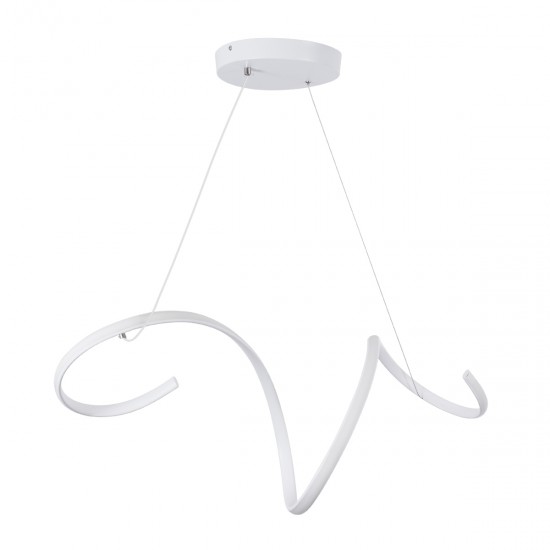 GloboStar® SPIRALE 61284 Κρεμαστό Φωτιστικό Οροφής Design LED CCT 75W 8400lm 300° AC 220-240V - Εναλλαγή Φωτισμού μέσω Τηλεχειριστηρίου All In One Ψυχρό 6000k+Φυσικό 4500k+Θερμό 2700k Dimmable Μ72 x Π25 x Υ18cm - Λευκό - 3 Years Warranty