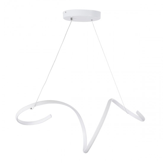 GloboStar® SPIRALE 61284 Κρεμαστό Φωτιστικό Οροφής Design LED CCT 75W 8400lm 300° AC 220-240V - Εναλλαγή Φωτισμού μέσω Τηλεχειριστηρίου All In One Ψυχρό 6000k+Φυσικό 4500k+Θερμό 2700k Dimmable Μ72 x Π25 x Υ18cm - Λευκό - 3 Years Warranty