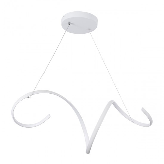 GloboStar® SPIRALE 61284 Κρεμαστό Φωτιστικό Οροφής Design LED CCT 75W 8400lm 300° AC 220-240V - Εναλλαγή Φωτισμού μέσω Τηλεχειριστηρίου All In One Ψυχρό 6000k+Φυσικό 4500k+Θερμό 2700k Dimmable Μ72 x Π25 x Υ18cm - Λευκό - 3 Years Warranty