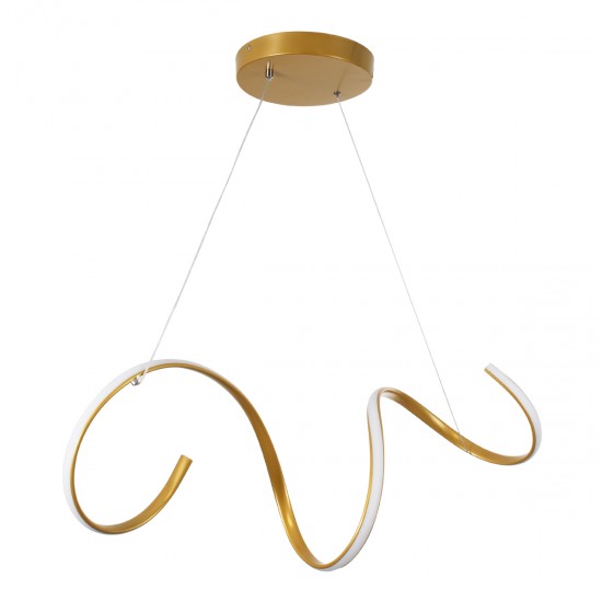 GloboStar® SPIRALE 61286 Κρεμαστό Φωτιστικό Οροφής Design LED CCT 75W 8400lm 300° AC 220-240V - Εναλλαγή Φωτισμού μέσω Τηλεχειριστηρίου All In One Ψυχρό 6000k+Φυσικό 4500k+Θερμό 2700k Dimmable Μ72 x Π25 x Υ18cm - Χρυσό Βούρτσας - 3 Years Warranty