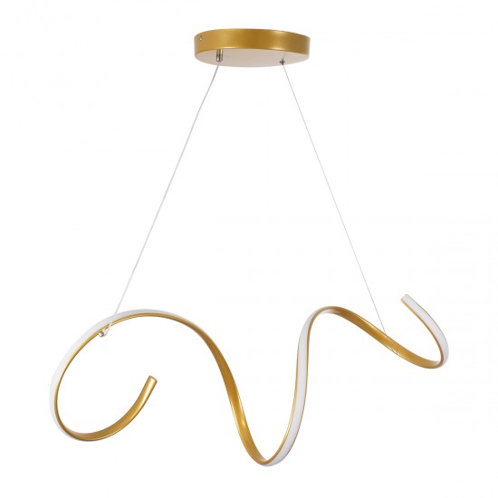 GloboStar® SPIRALE 61286 Κρεμαστό Φωτιστικό Οροφής Design LED CCT 75W 8400lm 300° AC 220-240V - Εναλλαγή Φωτισμού μέσω Τηλεχειριστηρίου All In One Ψυχρό 6000k+Φυσικό 4500k+Θερμό 2700k Dimmable Μ72 x Π25 x Υ18cm - Χρυσό Βούρτσας - 3 Years Warranty