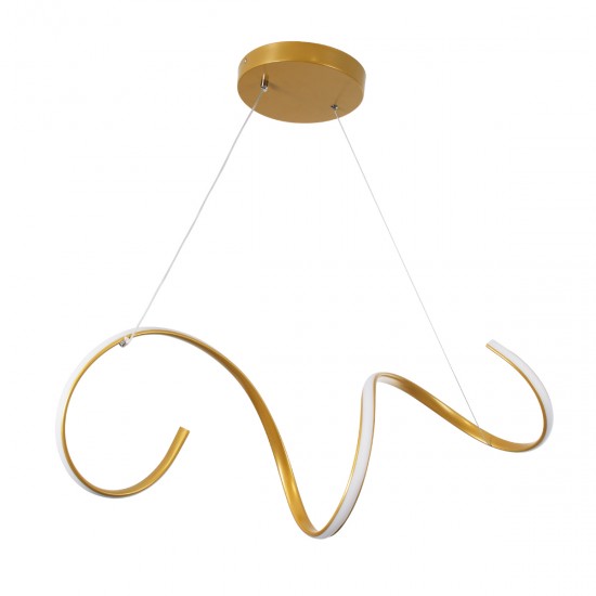 GloboStar® SPIRALE 61286 Κρεμαστό Φωτιστικό Οροφής Design LED CCT 75W 8400lm 300° AC 220-240V - Εναλλαγή Φωτισμού μέσω Τηλεχειριστηρίου All In One Ψυχρό 6000k+Φυσικό 4500k+Θερμό 2700k Dimmable Μ72 x Π25 x Υ18cm - Χρυσό Βούρτσας - 3 Years Warranty