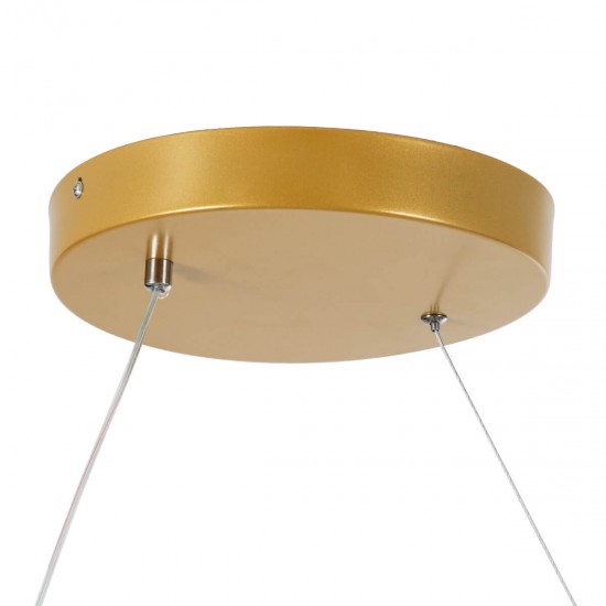 GloboStar® SPIRALE 61286 Κρεμαστό Φωτιστικό Οροφής Design LED CCT 75W 8400lm 300° AC 220-240V - Εναλλαγή Φωτισμού μέσω Τηλεχειριστηρίου All In One Ψυχρό 6000k+Φυσικό 4500k+Θερμό 2700k Dimmable Μ72 x Π25 x Υ18cm - Χρυσό Βούρτσας - 3 Years Warranty