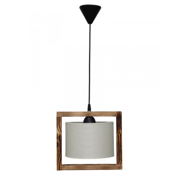 HKF-01 1/L WOOD ΛΕΥΚΟ/ΚΡΕΜ-ΚΑΜΕΝΟ ΚΡΕΜΑΣΤΟ Ε/27 ΞΥΛΟ-ΑΜΠΑΖΟΥΡ